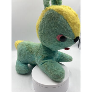 Vintage 9'' Plush Blue And Yellow Bunny Rabbit PINK EARS Velveteen TLC SEE ALL